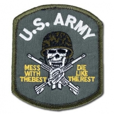 Nášivka na suchý zip Fostex Garments US Army Skull - Green / 88x77mm