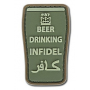 Nášivka na suchý zip 4TAC Beer Drinking Infidel - Olive / 30x50mm